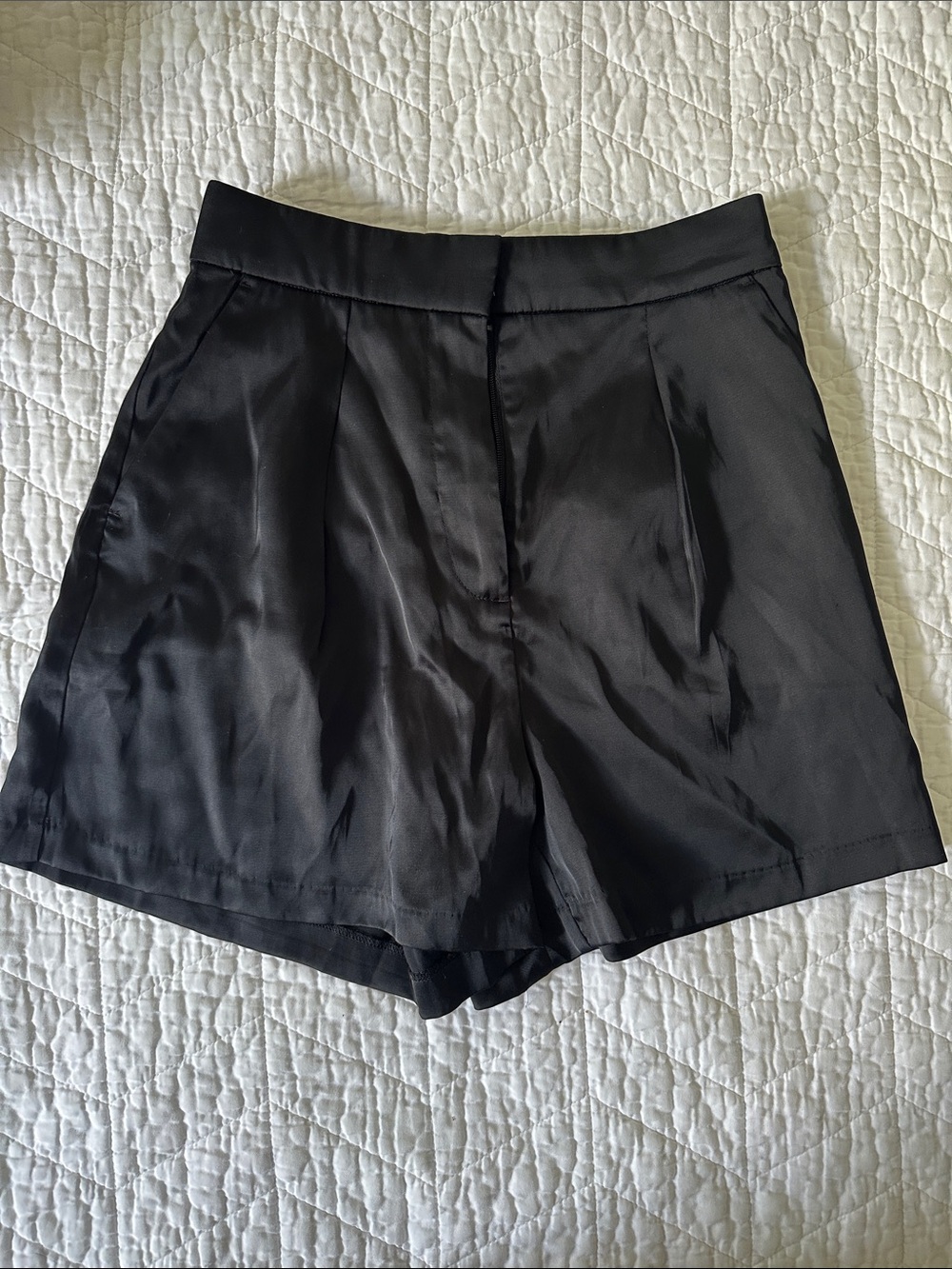 Abercrombie & Fitch Black High-Waist Pleated Dress Shorts